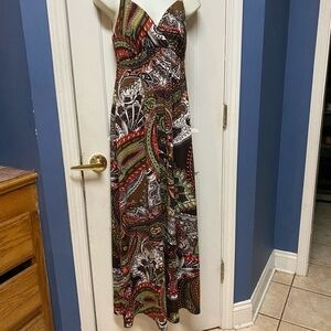 - Corey P Women’s Small Boho Spaghetti Strap V-neck Paisley Maxi Summer Dr…